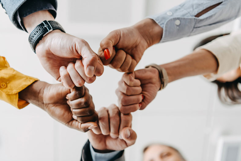 group fist bump