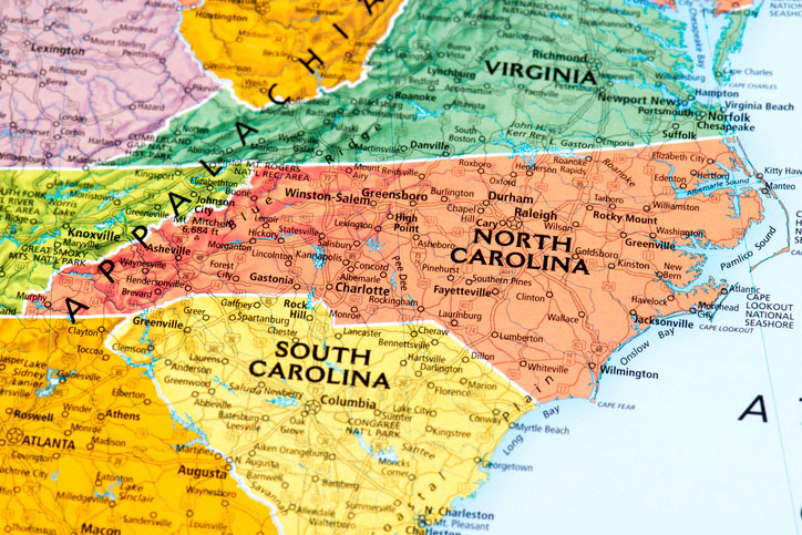 north carolina state map