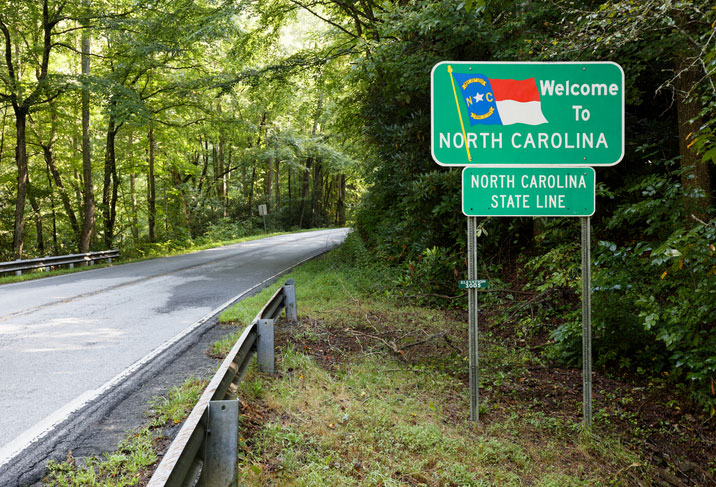 welcome sign on north carolina highway
