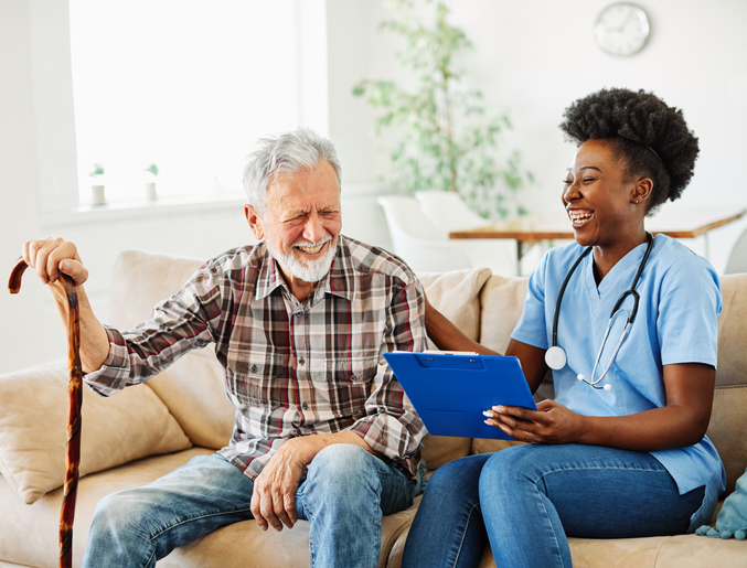 social worker and elderly patient